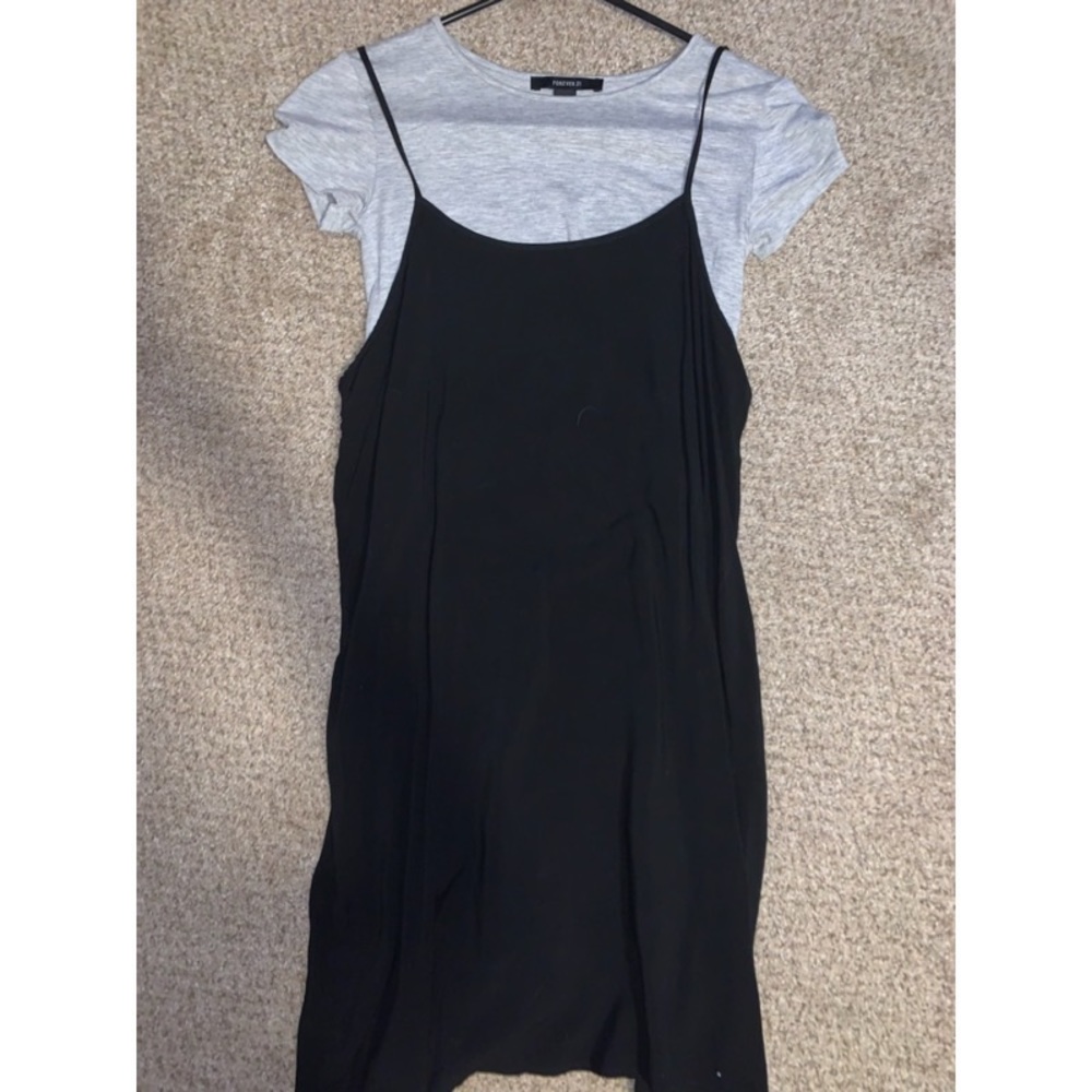 Black Tank Dress with Gray Cropped Tee